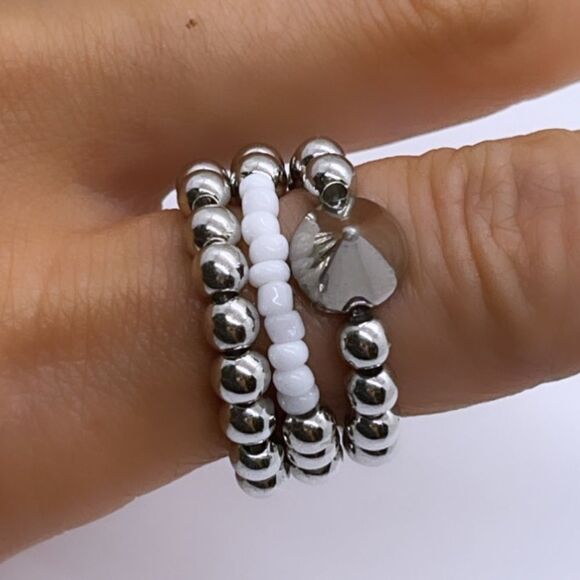 NWT Wool + Pepper Co. Silver Ring Stack (3 Rings) - Picture 2 of 5